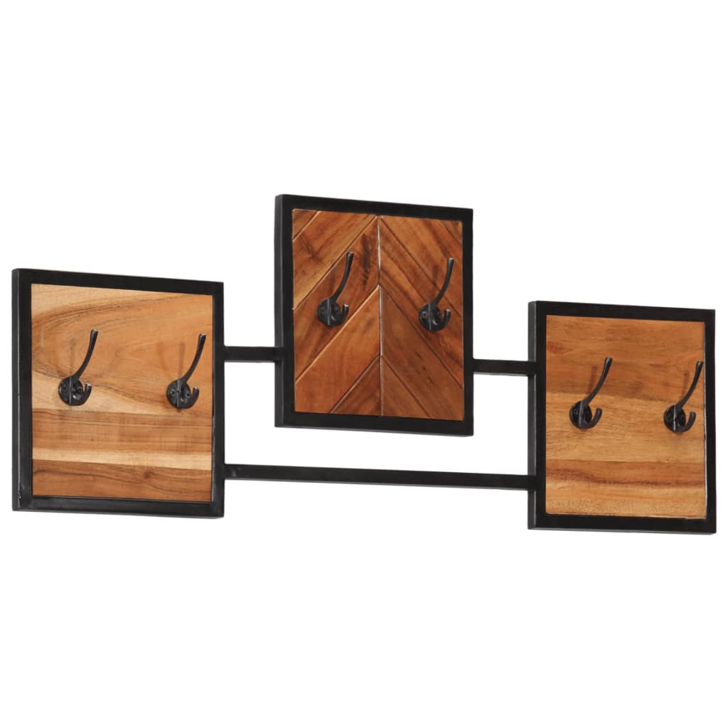 Wall Coat Rack 90X1X35 Cm Solid Wood Acacia And Iron