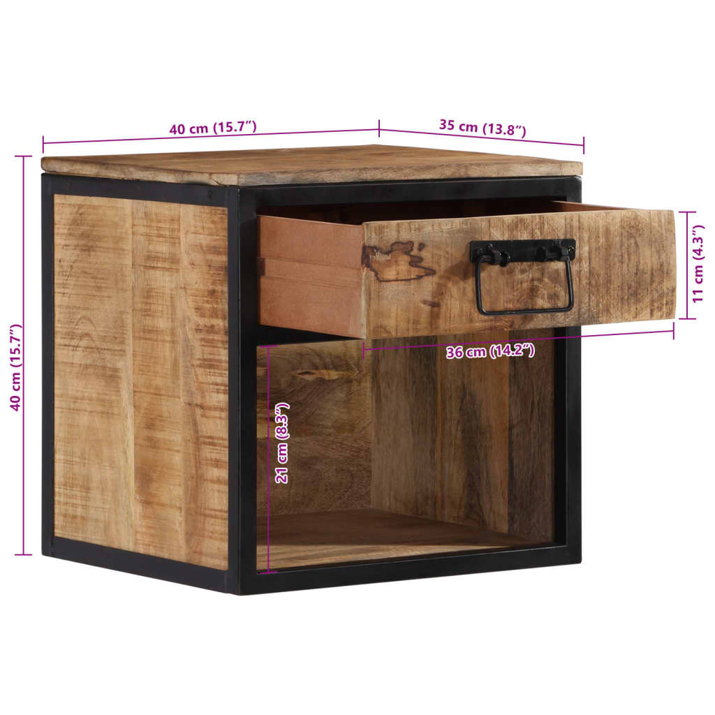 Bedside Cabinet 40X35X40 Cm Solid Wood Mango