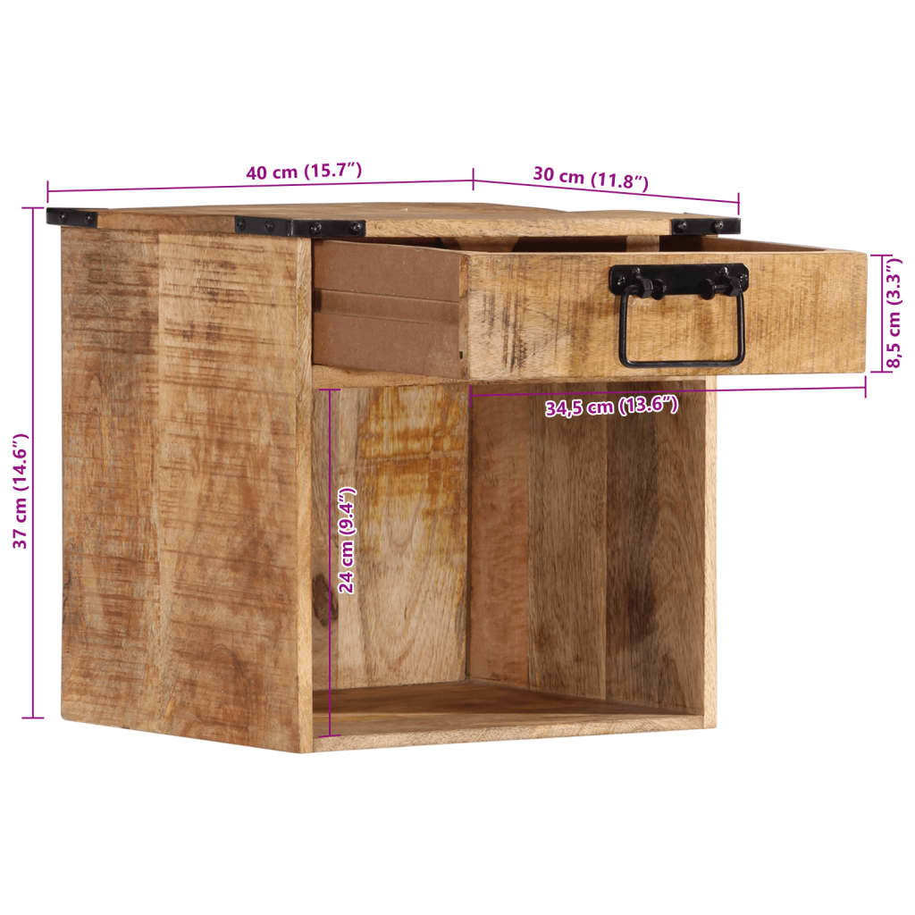 Bedside Cabinet 40X30X37 Cm Solid Wood Mango