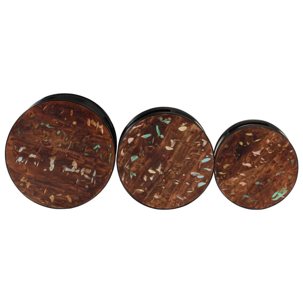 Bar Tables Drum Shape 3 Pcs Solid Wood Reclaimed