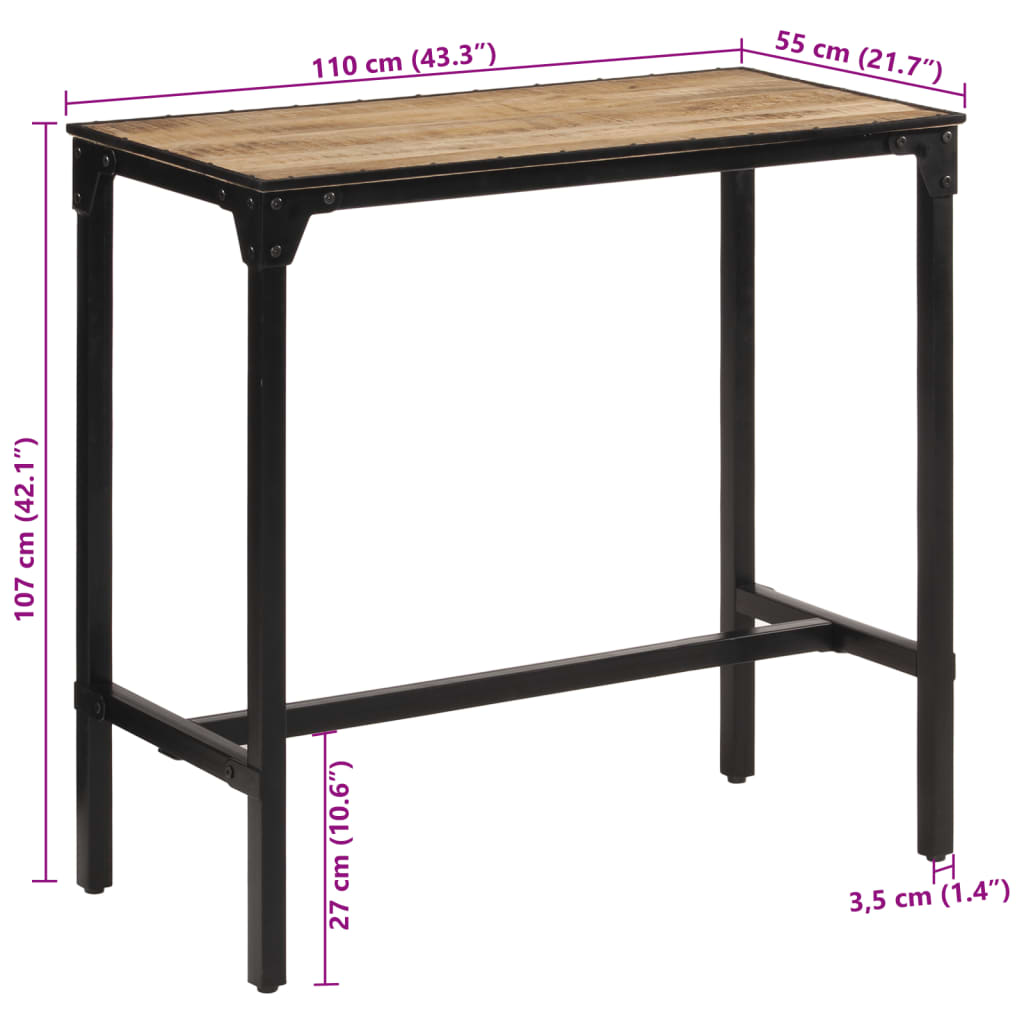 Bar Table Solid Rough Wood Mango