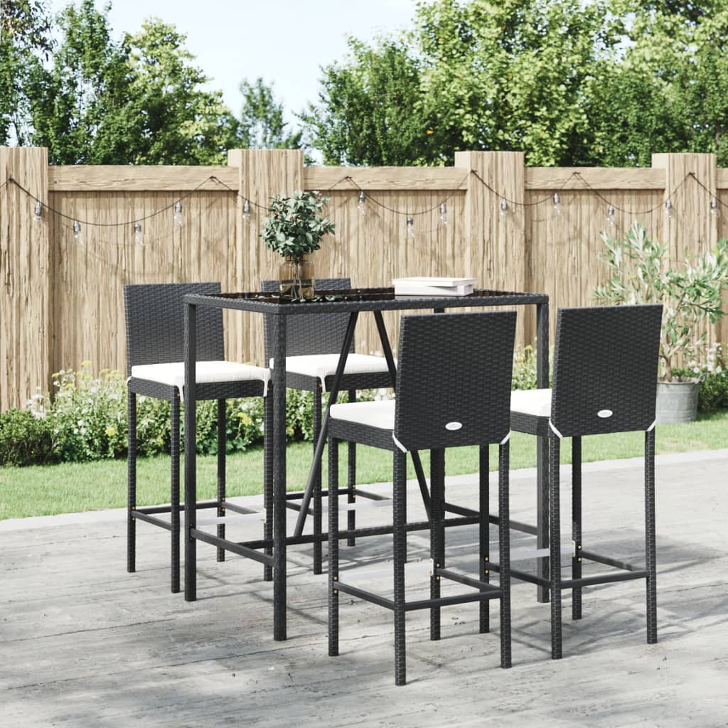 7 Piece Garden Bar Set With Cushions Poly Rattan
