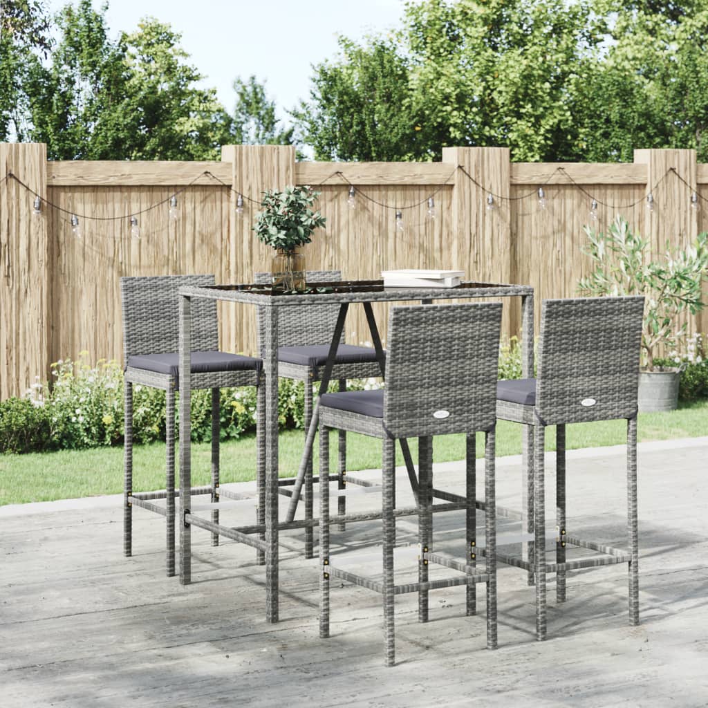 7 Piece Garden Bar Set With Cushions Poly Rattan