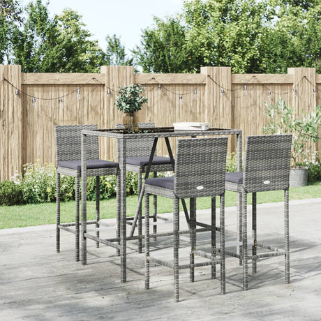 7 Piece Garden Bar Set With Cushions Poly Rattan