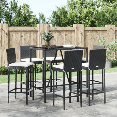 7 Piece Garden Bar Set With Cushions Poly Rattan