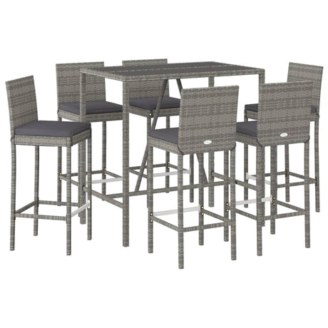 7 Piece Garden Bar Set With Cushions Poly Rattan