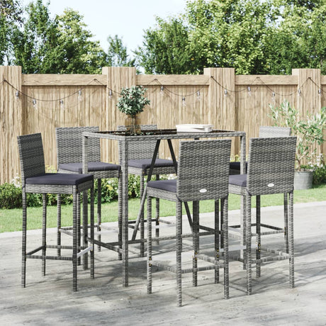 7 Piece Garden Bar Set With Cushions Poly Rattan