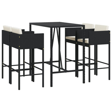 5 Piece Garden Bar Set With Cushions Poly Rattan