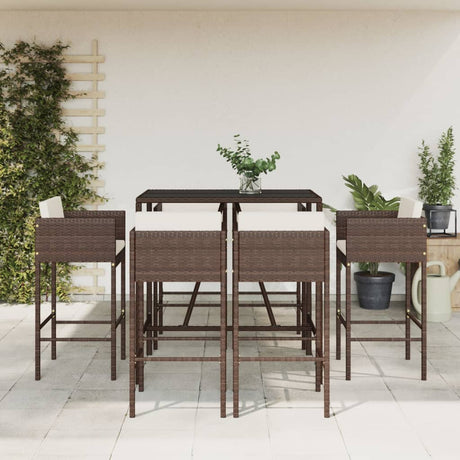 5 Piece Garden Bar Set With Cushions Poly Rattan