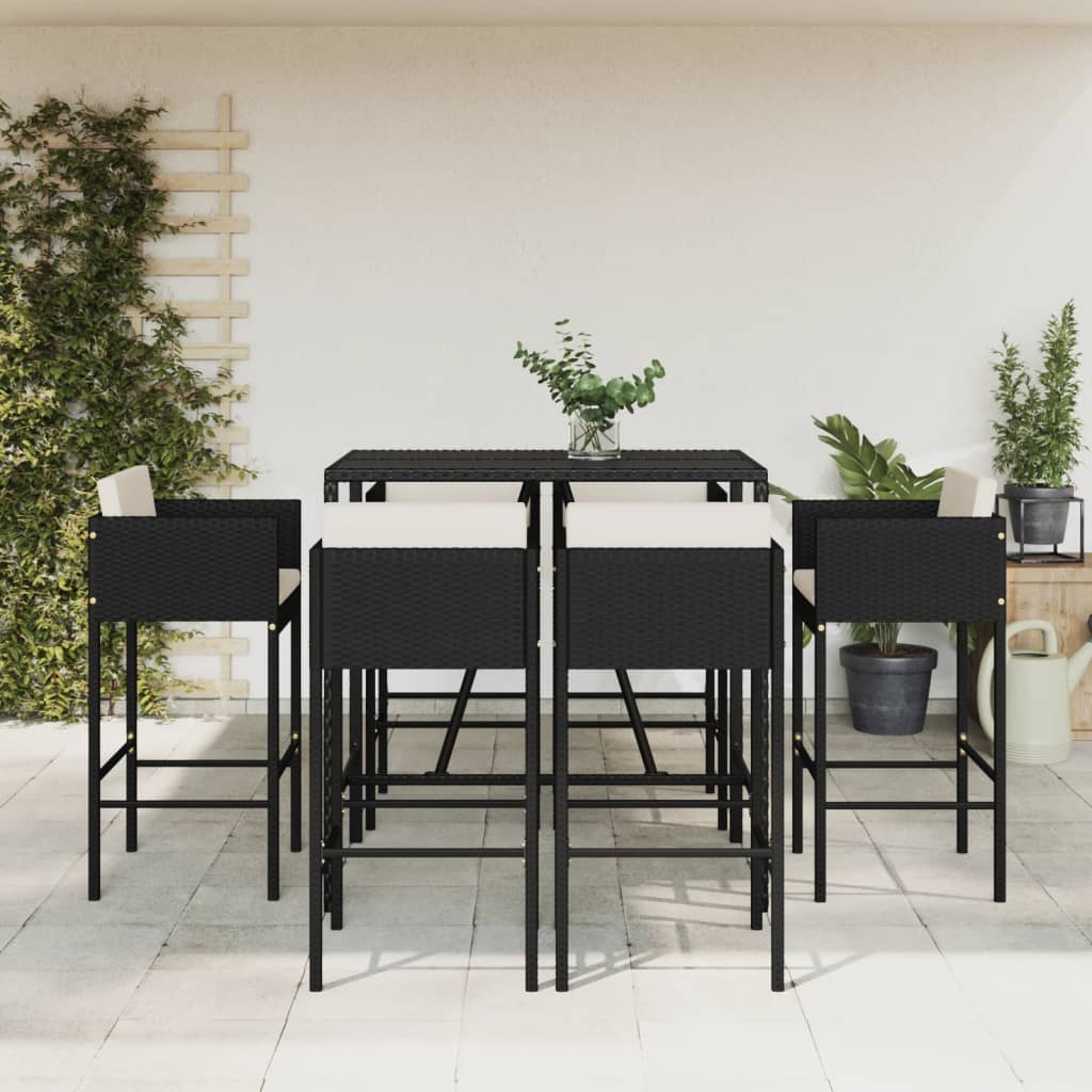 5 Piece Garden Bar Set With Cushions Poly Rattan