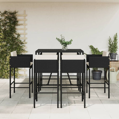 5 Piece Garden Bar Set With Cushions Poly Rattan