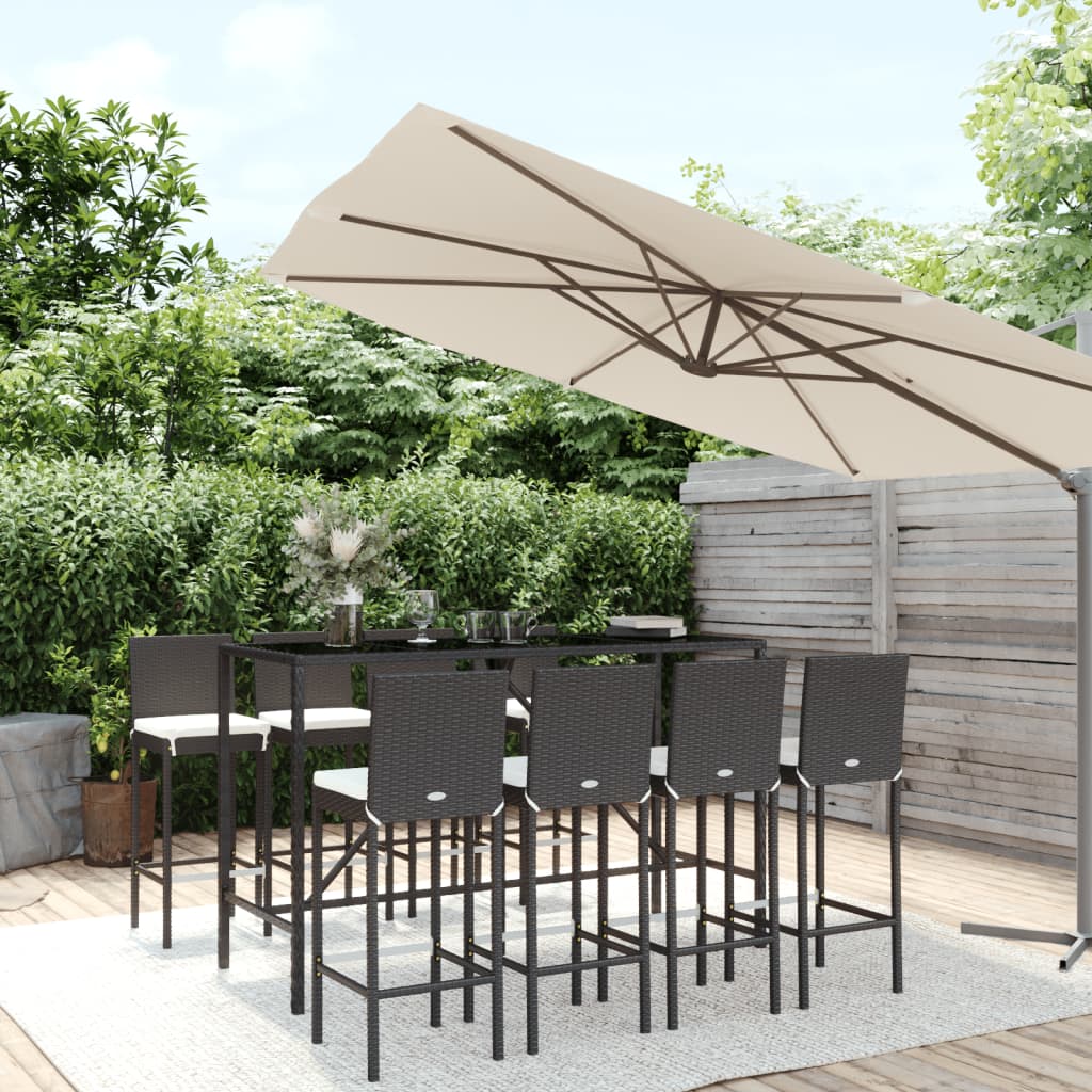 9 Piece Garden Bar Set With Cushions Poly Rattan