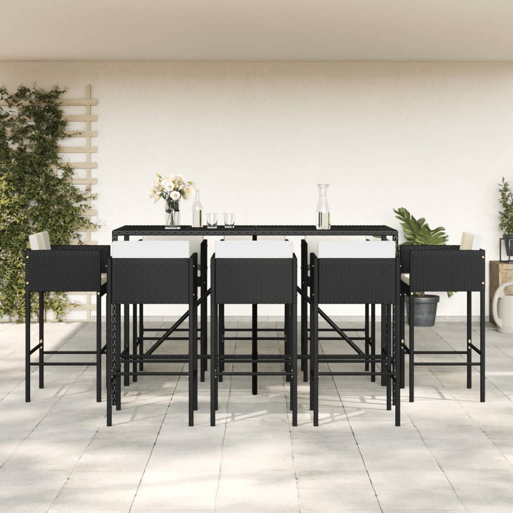 7 Piece Garden Bar Set With Cushions Poly Rattan