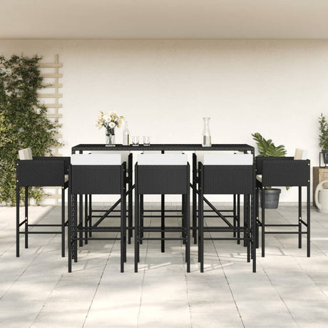 7 Piece Garden Bar Set With Cushions Poly Rattan