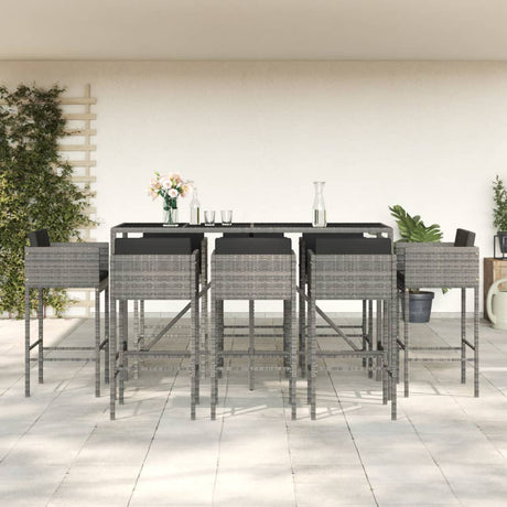7 Piece Garden Bar Set With Cushions Poly Rattan