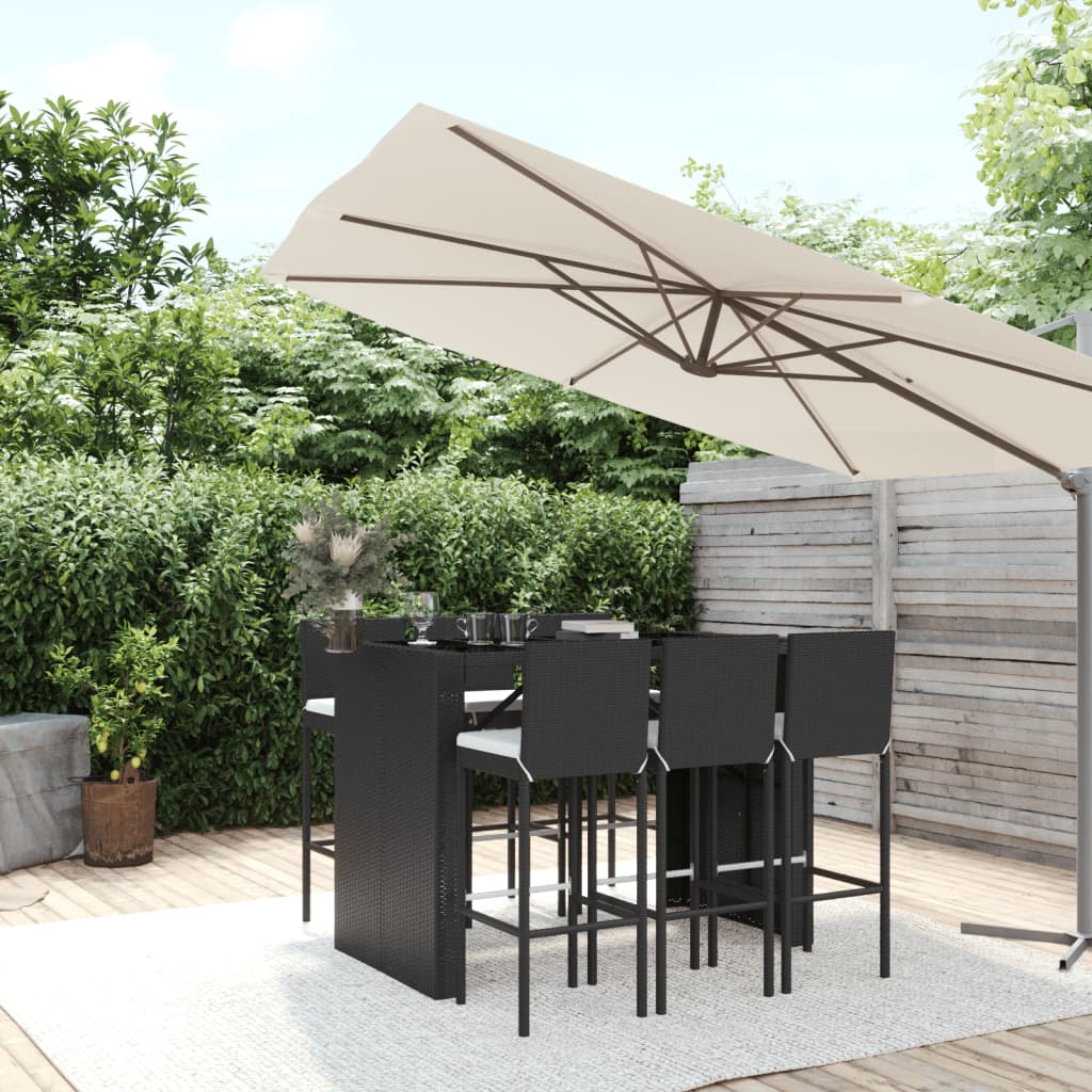 7 Piece Garden Bar Set With Cushions Poly Rattan