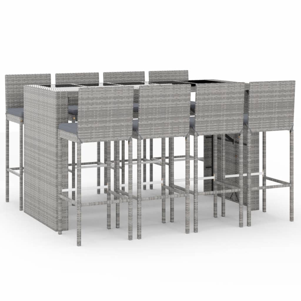 9 Piece Garden Bar Set With Cushions Poly Rattan