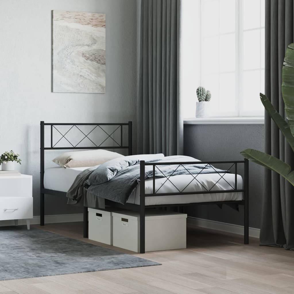 Metal Bed Frame Without Mattress With Footboard 80X200Cm