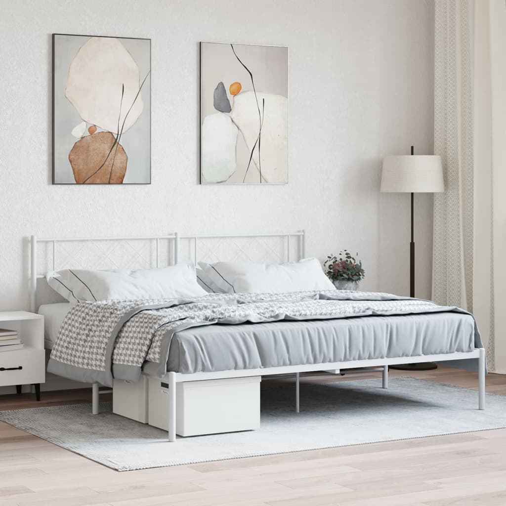 Metal Bed Frame Without Mattress With Footboard 80X200Cm