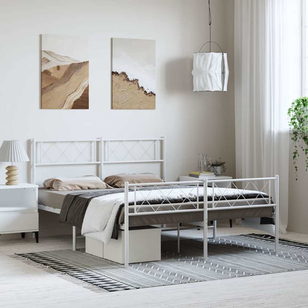 Metal Bed Frame Without Mattress With Footboard 80X200Cm