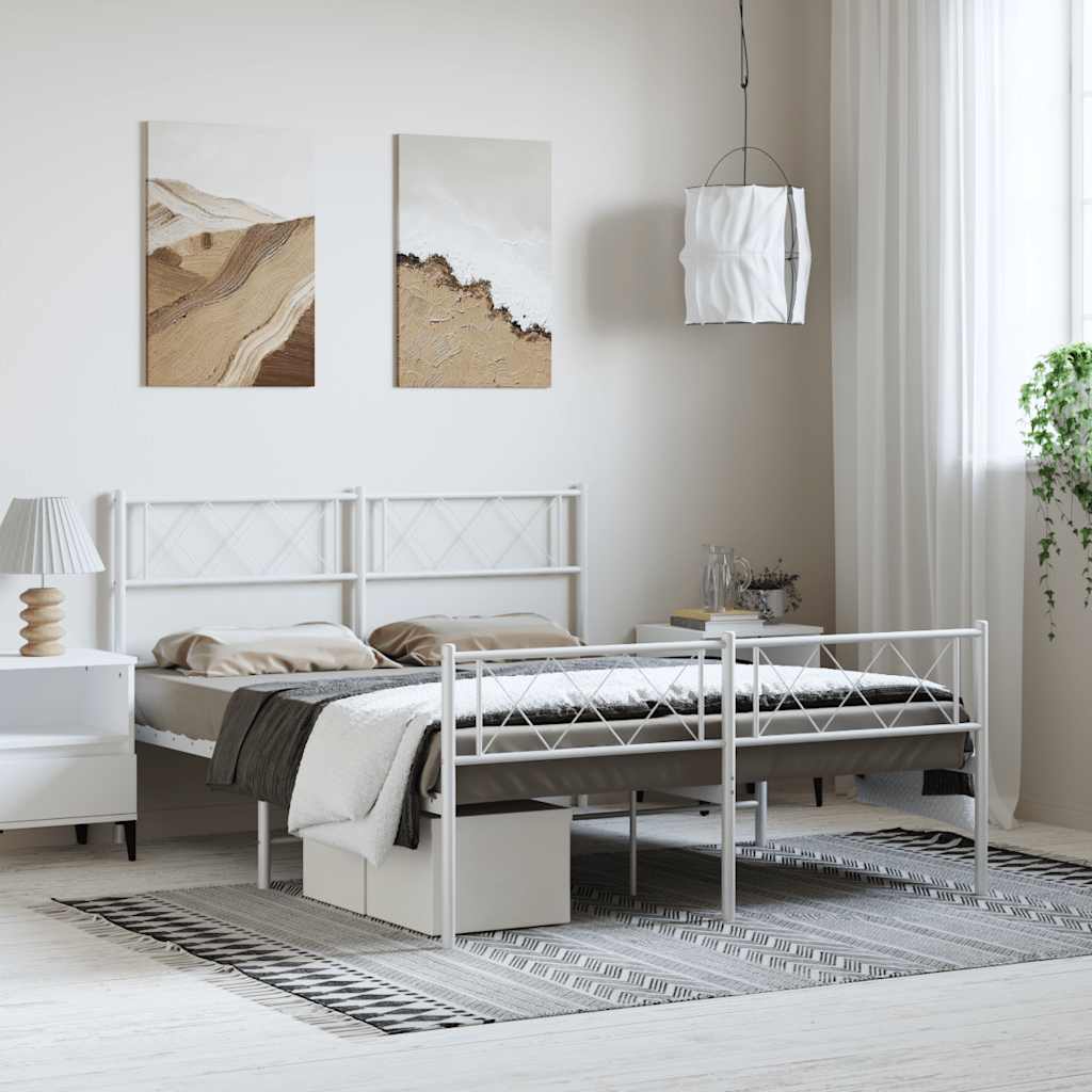 Metal Bed Frame Without Mattress With Footboard 80X200Cm