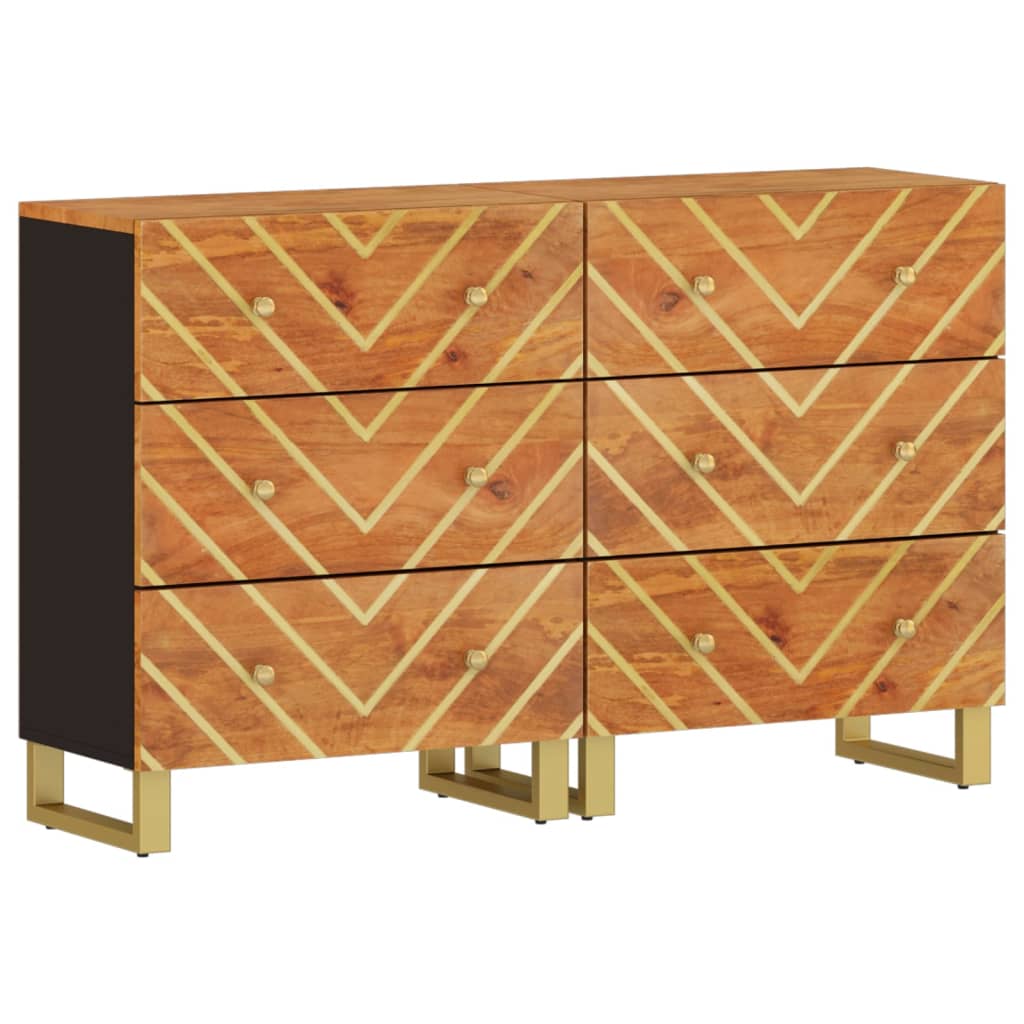 Side Cabinets 2 Pcs Brown And Black 60X33.5X75 Cm Solid Wood Mango