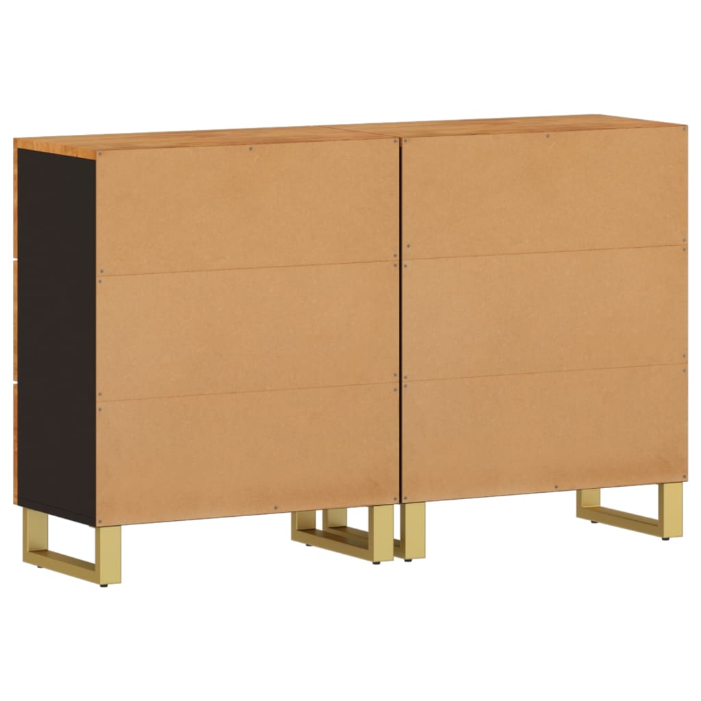 Side Cabinets 2 Pcs Brown And Black 60X33.5X75 Cm Solid Wood Mango