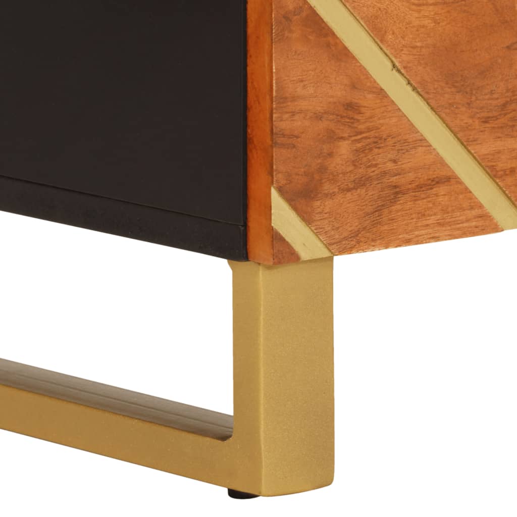 Side Cabinets 3 Pcs Brown And Black 60X33.5X75 Cm Solid Wood Mango