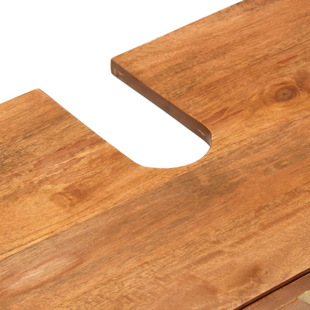 2 Piece Bathroom Cabinet Set Brown And Black Solid Wood Mango