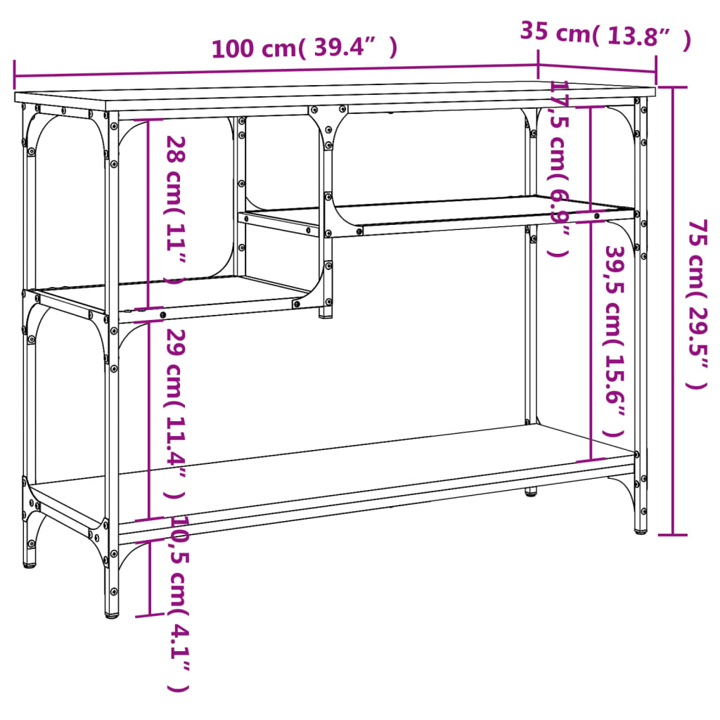 Console Table With Shelves 100X35X75 Cm