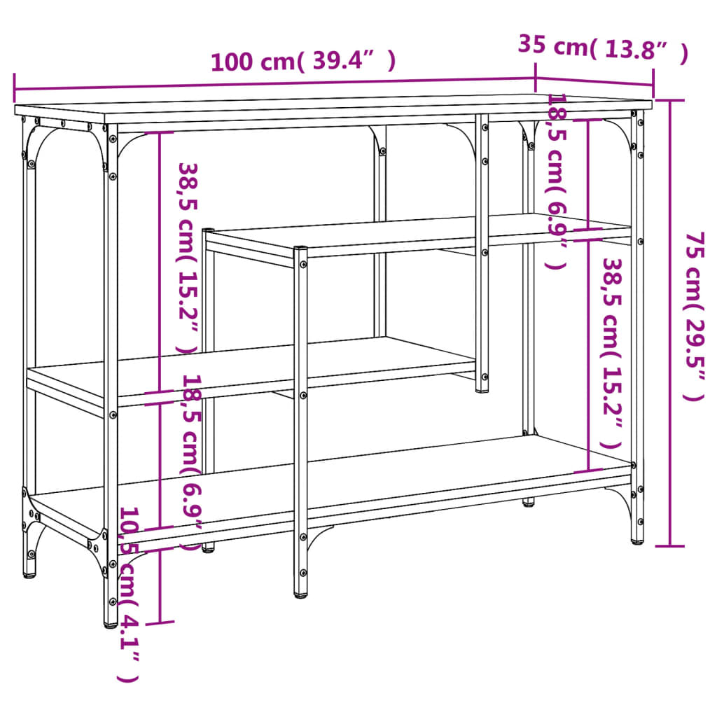 Console Table With Shelves 100X35X75 Cm