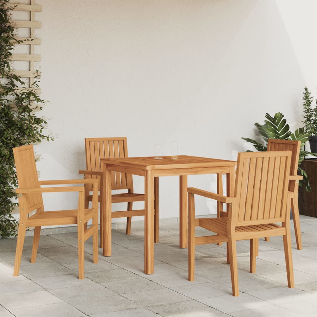 Stackable Garden Chairs 2 Pcs 56.5X57.5X91 Cm Solid Wood Teak