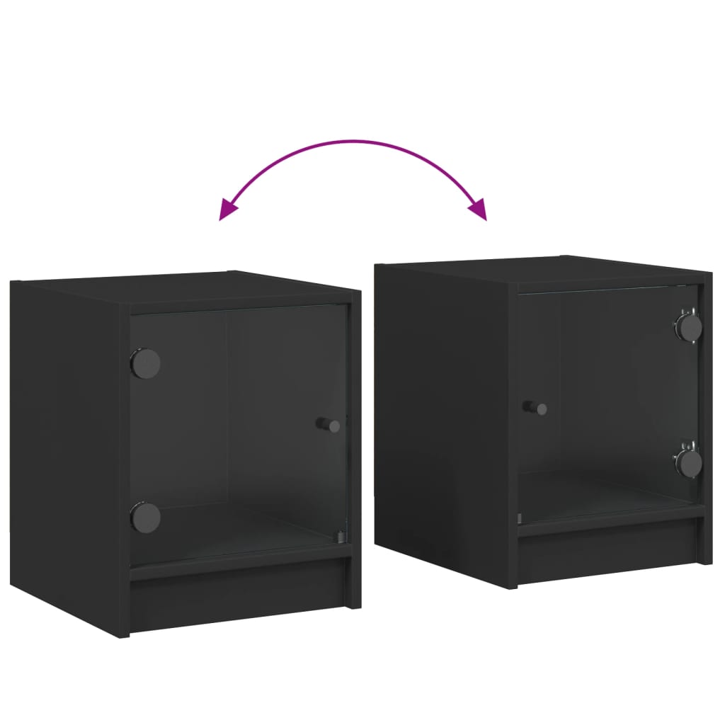 Bedside Cabinet With Glass Door 35X37X42 Cm