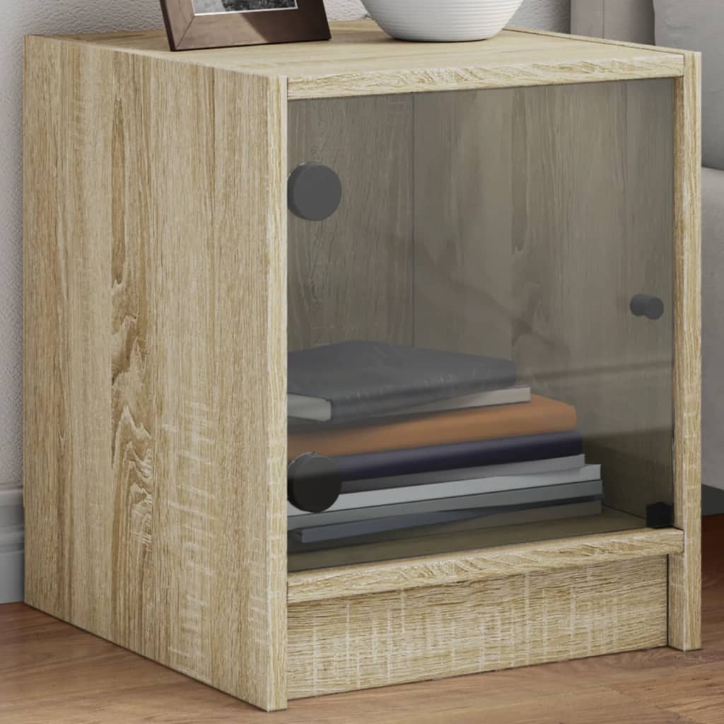 Bedside Cabinet With Glass Door 35X37X42 Cm