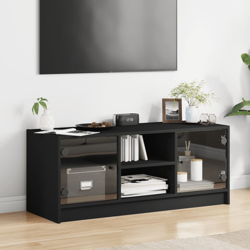 Tv Cabinet With Glass Doors 102X37X42 Cm