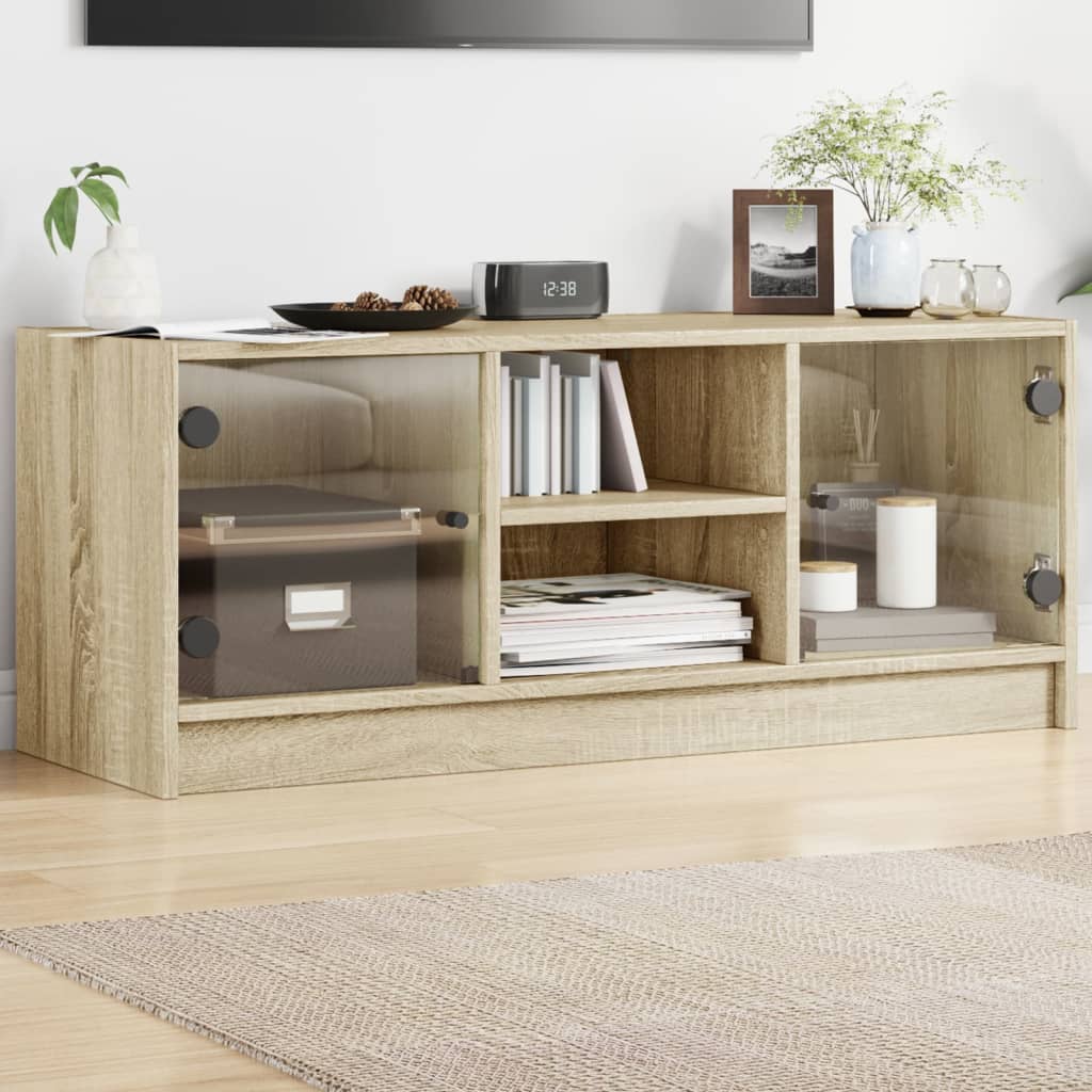 Tv Cabinet With Glass Doors 102X37X42 Cm