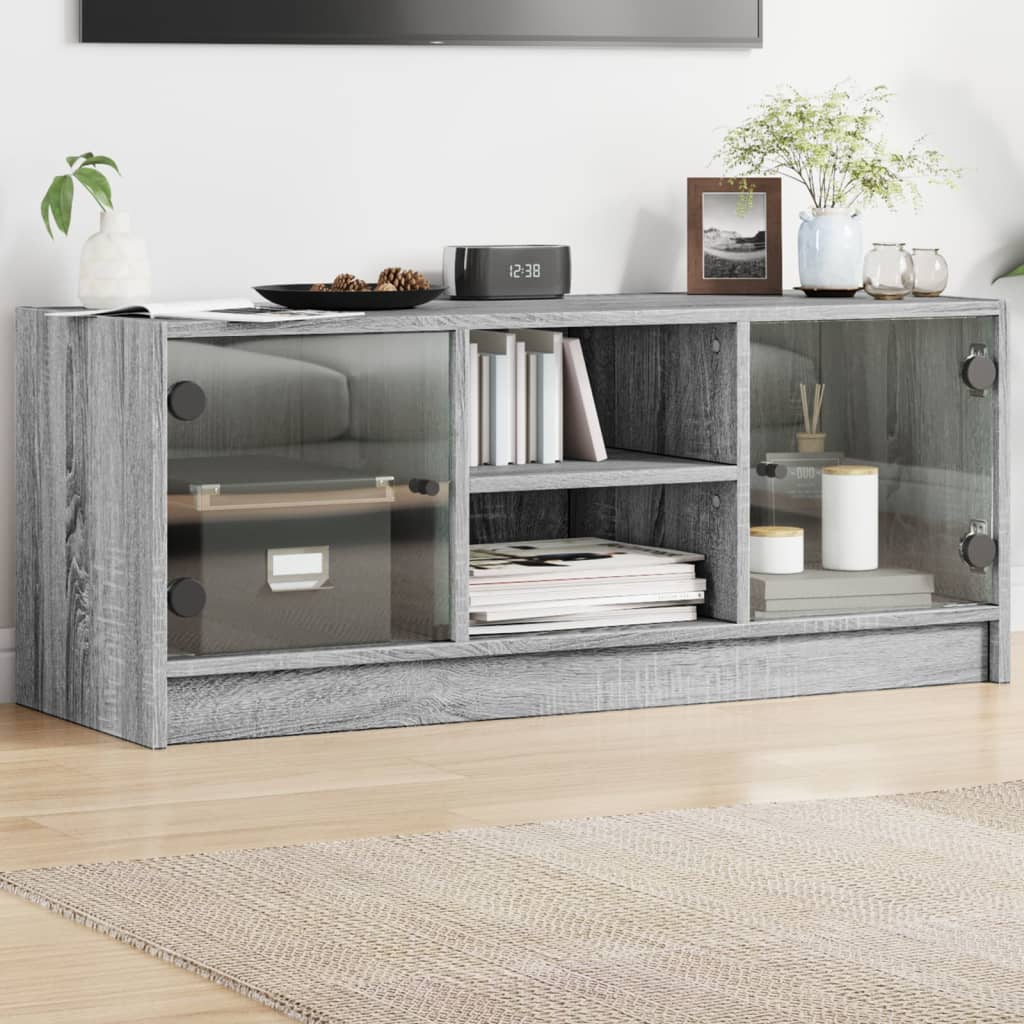 Tv Cabinet With Glass Doors 102X37X42 Cm