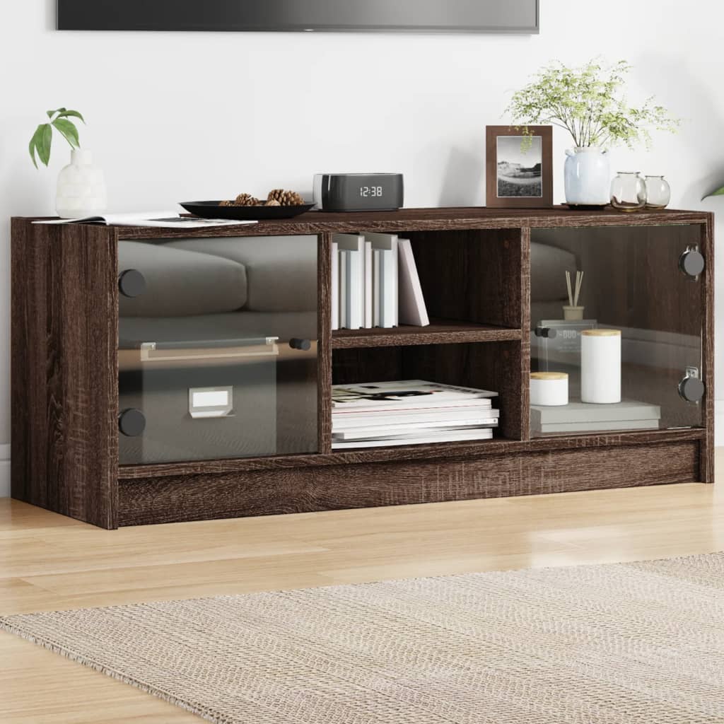 Tv Cabinet With Glass Doors 102X37X42 Cm