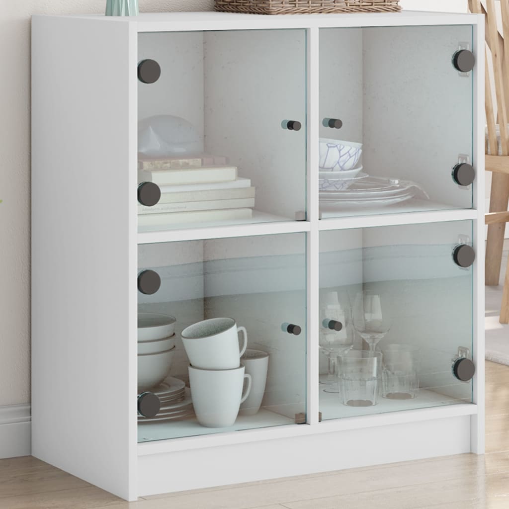 Side Cabinet With Glass Doors 68X37X75.5 Cm