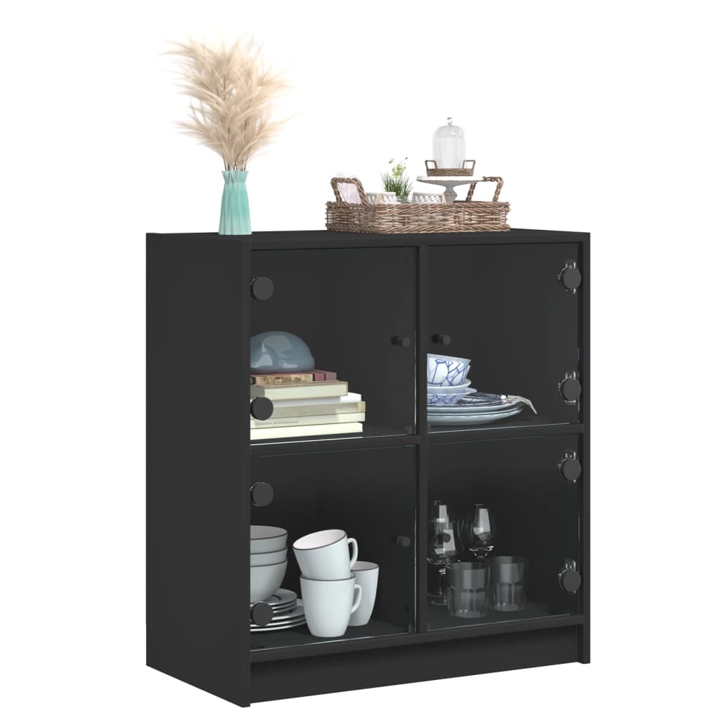 Side Cabinet With Glass Doors 68X37X75.5 Cm