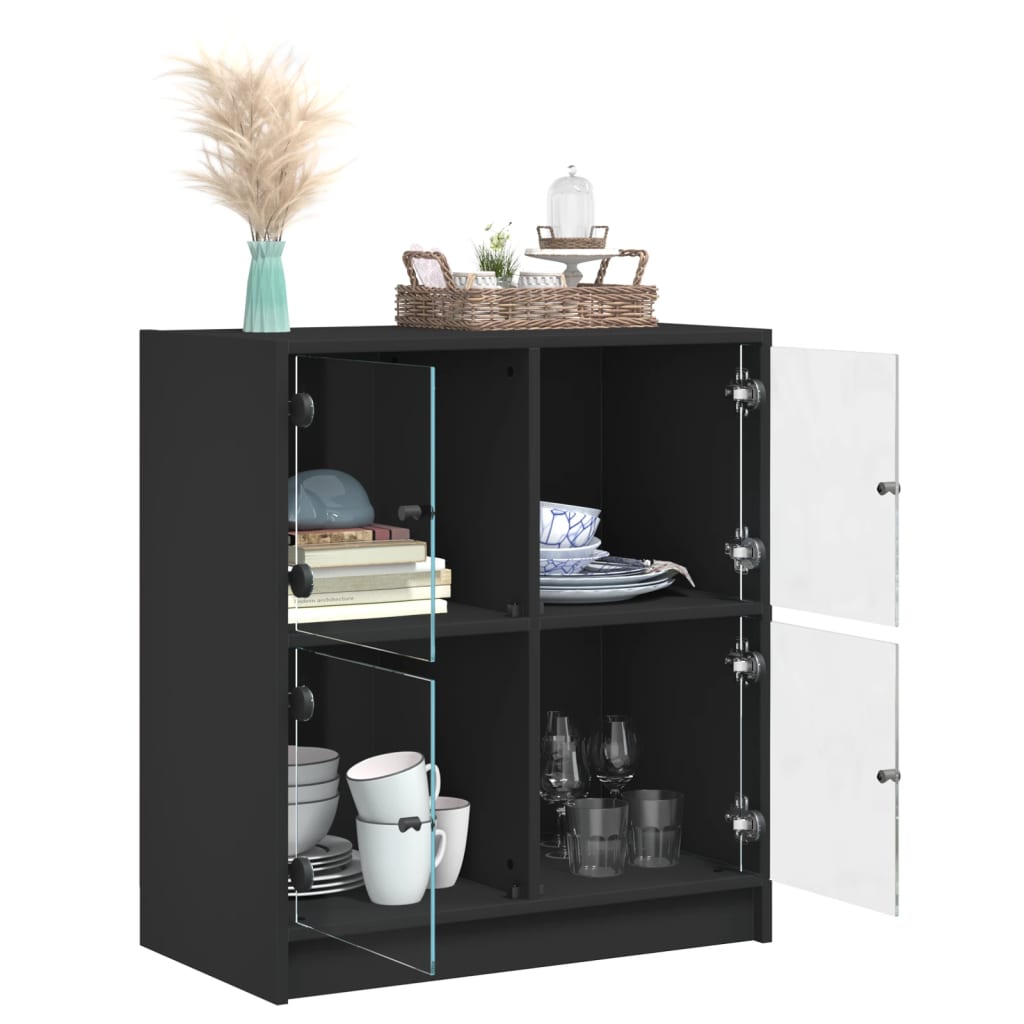 Side Cabinet With Glass Doors 68X37X75.5 Cm