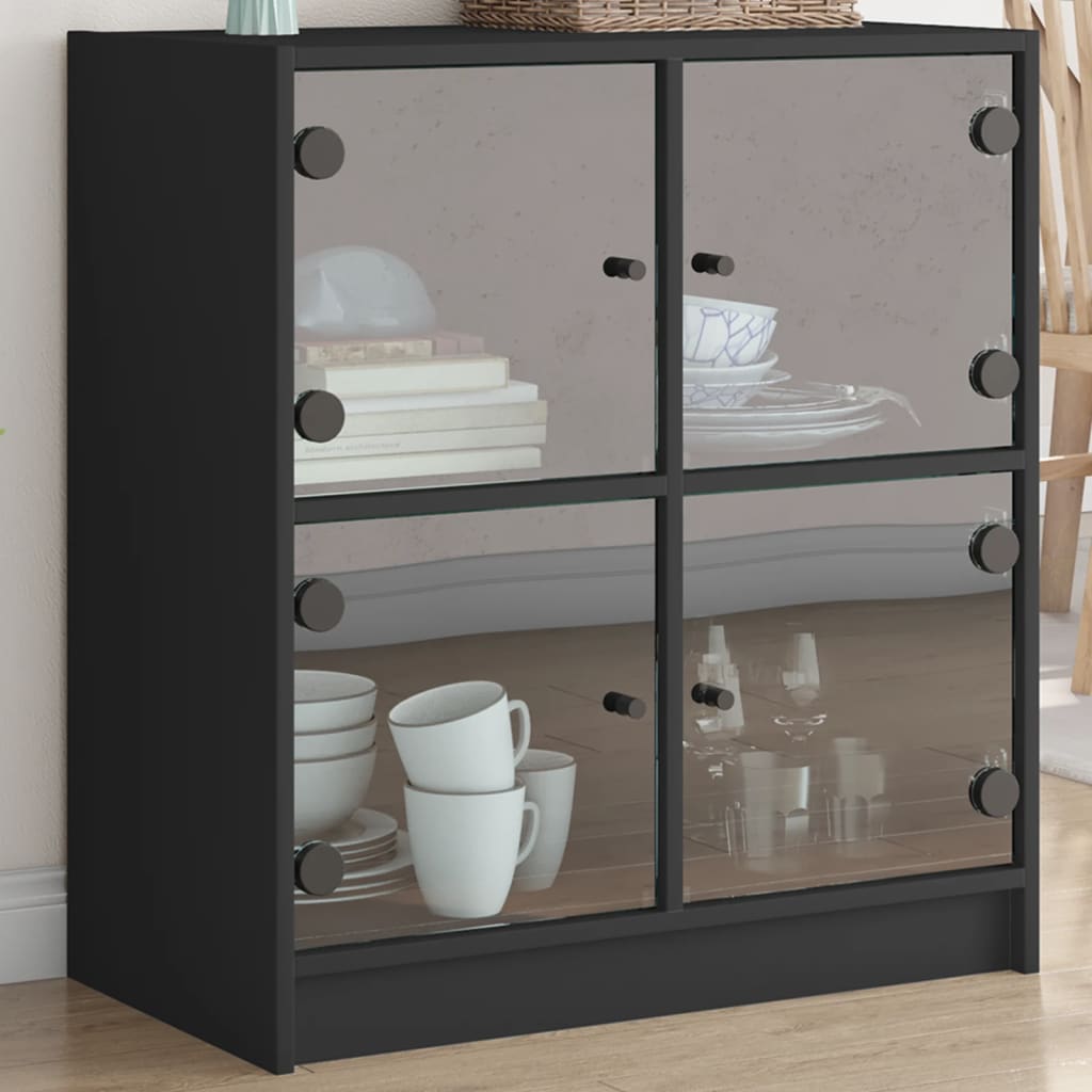 Side Cabinet With Glass Doors 68X37X75.5 Cm