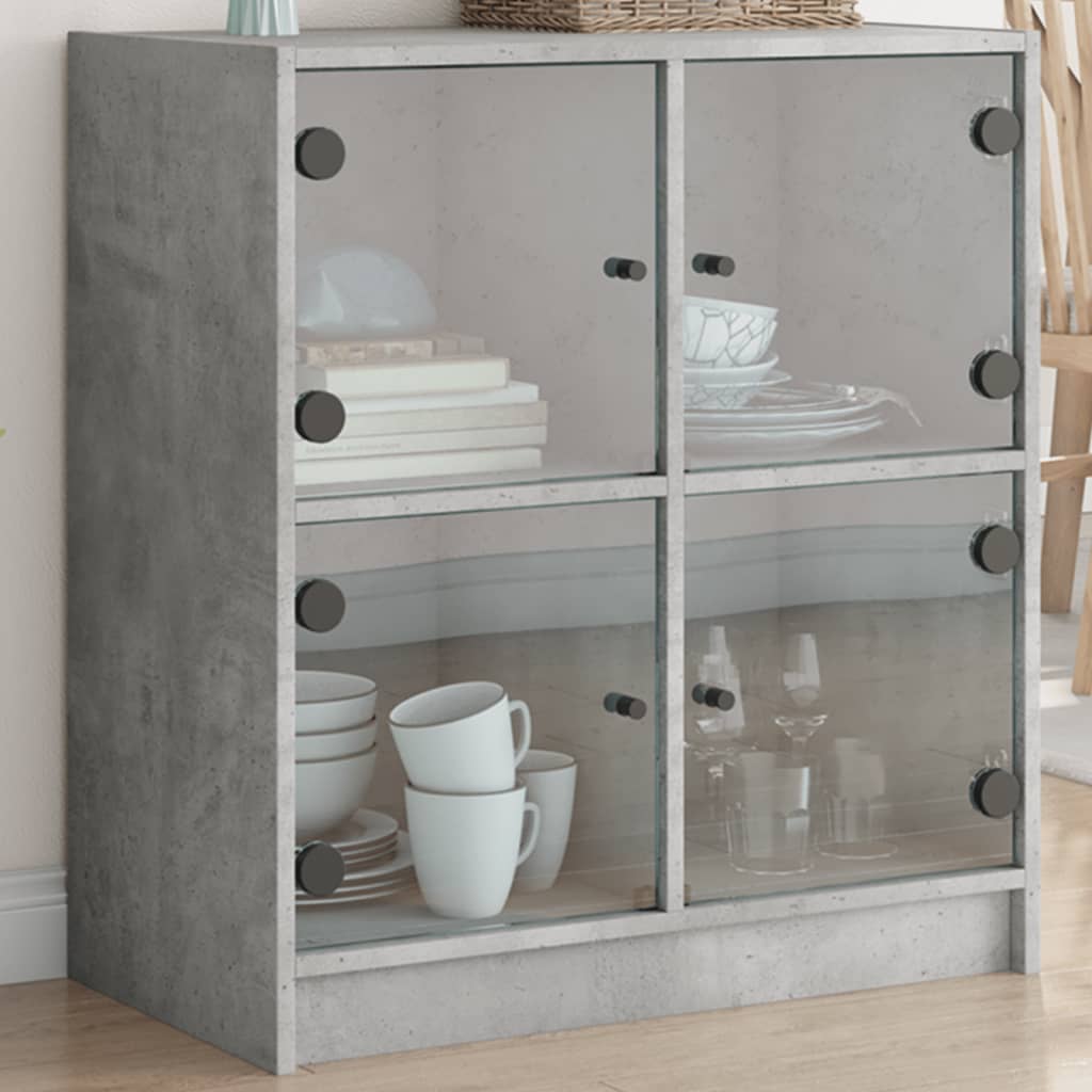 Side Cabinet With Glass Doors 68X37X75.5 Cm