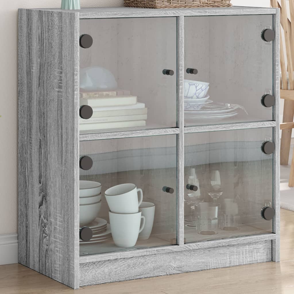 Side Cabinet With Glass Doors 68X37X75.5 Cm