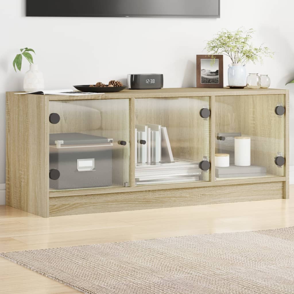Tv Cabinet With Glass Doors 102X37X42 Cm