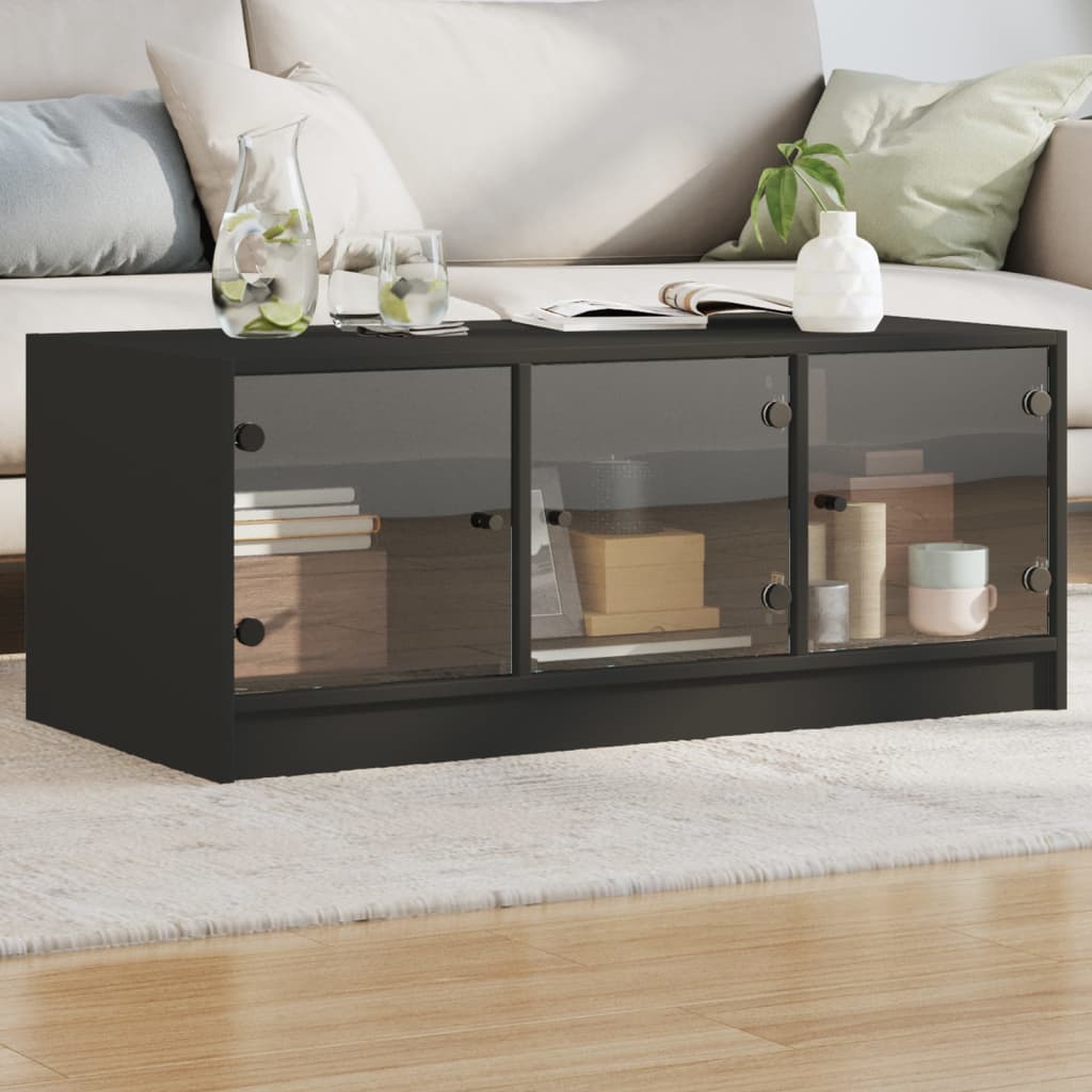 Coffee Table With Glass Doors 102X50X42 Cm