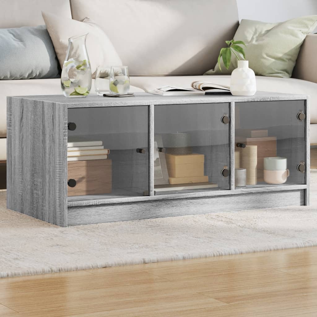 Coffee Table With Glass Doors 102X50X42 Cm