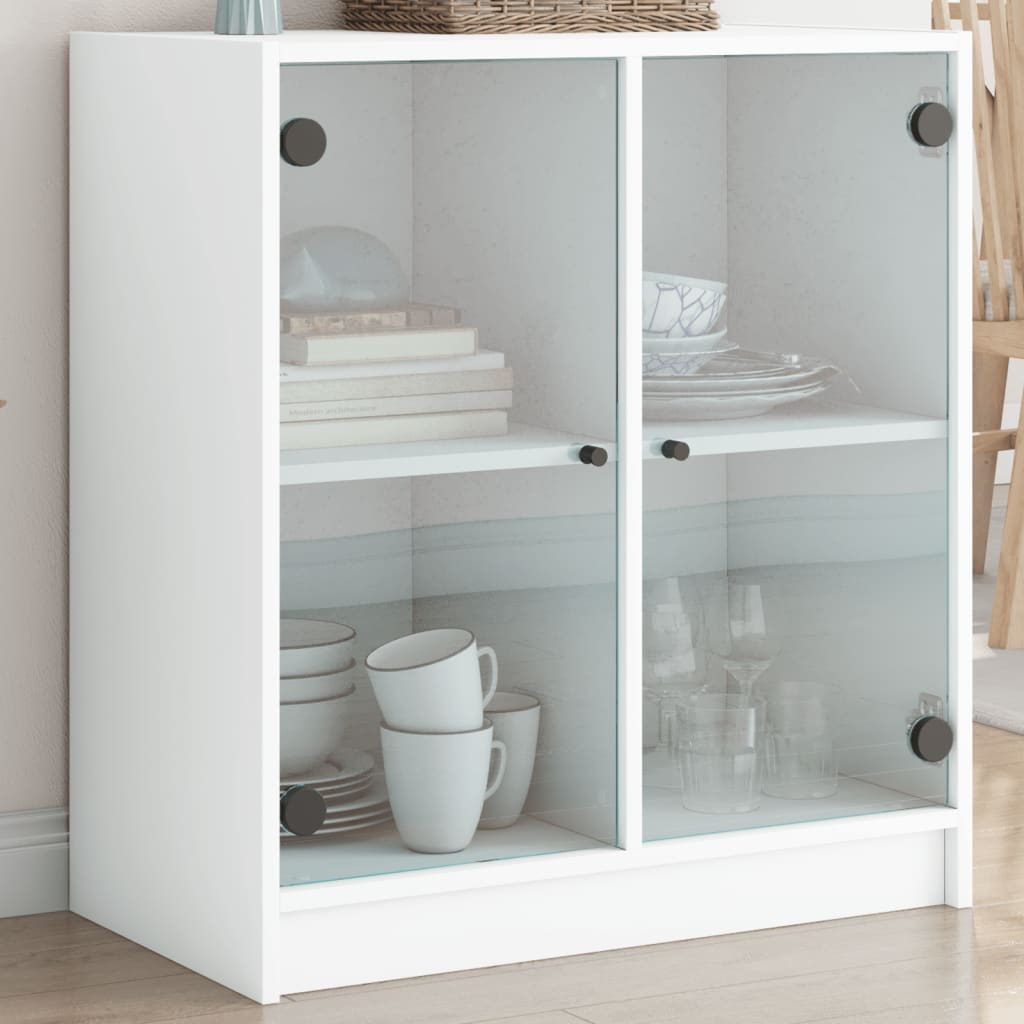 Side Cabinet With Glass Doors 68X37X75.5 Cm