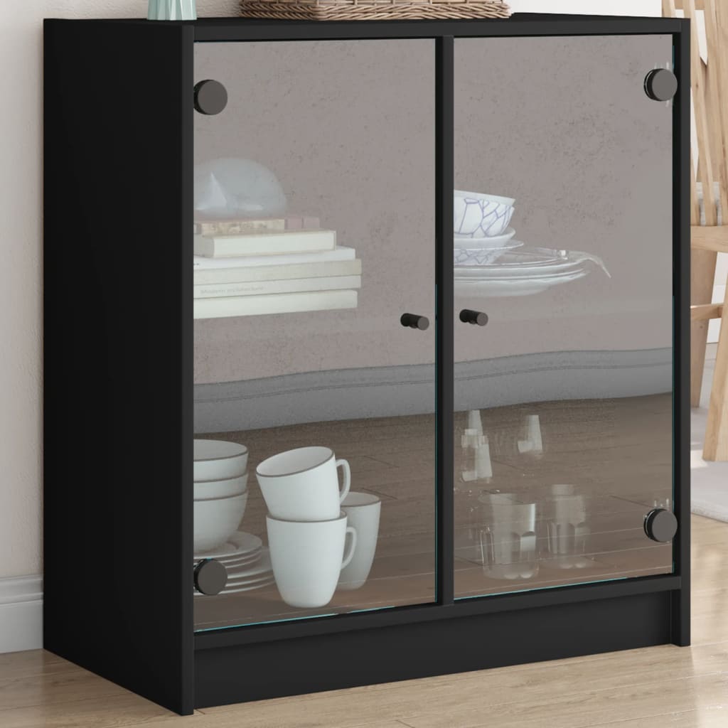 Side Cabinet With Glass Doors 68X37X75.5 Cm