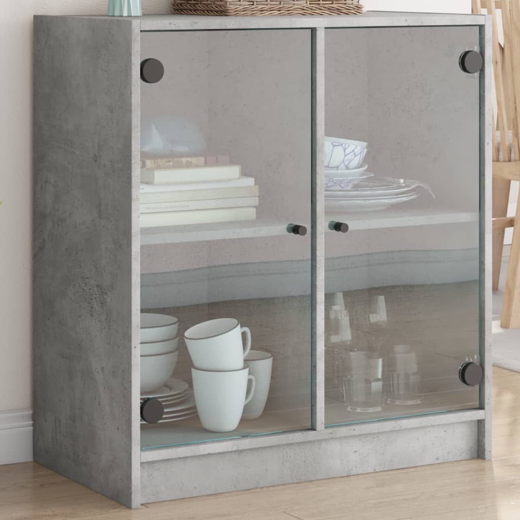 Side Cabinet With Glass Doors 68X37X75.5 Cm